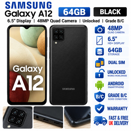 Samsung galaxy a12 - galaxy, black